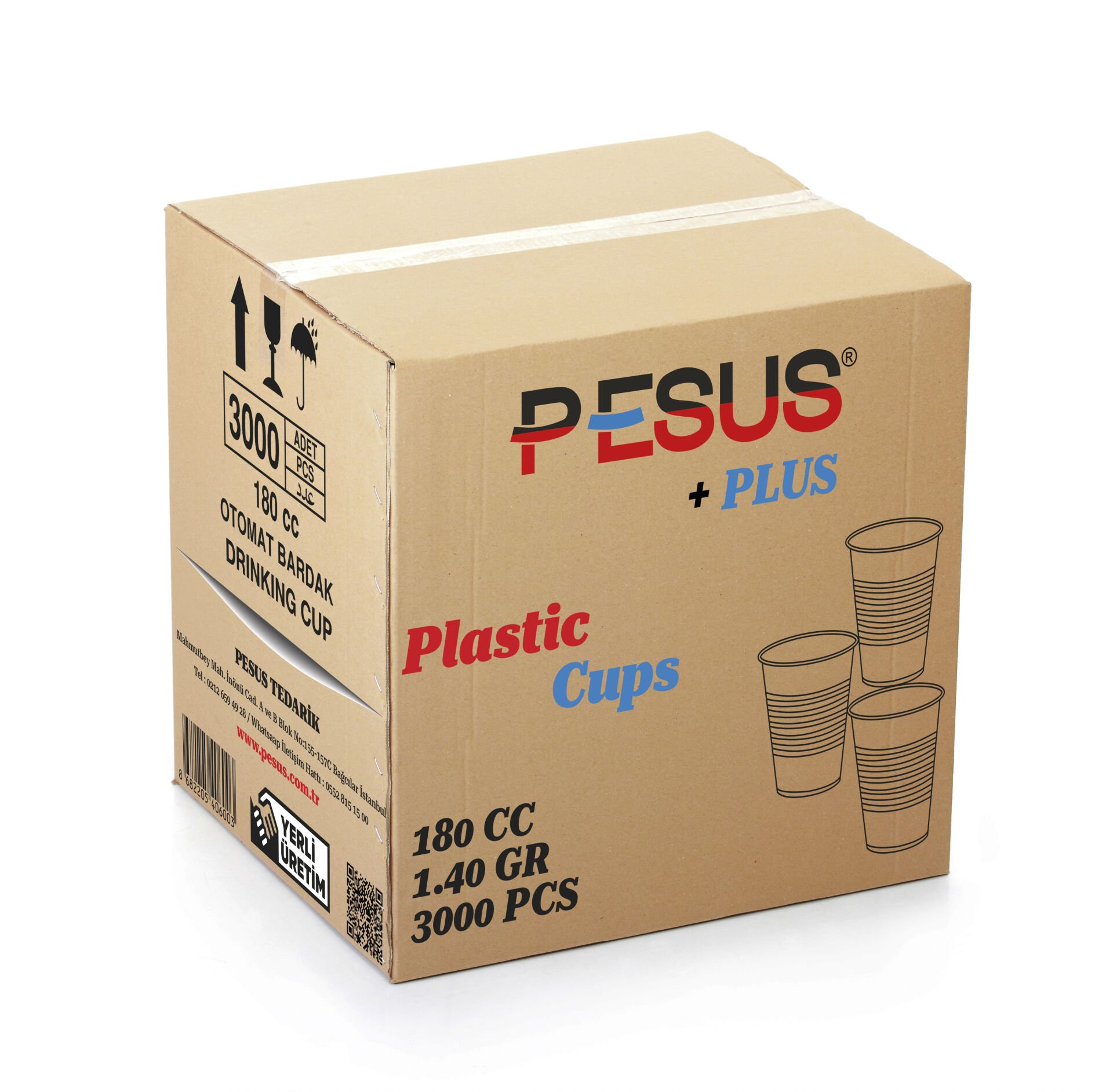 Pesus +Plus Plastik Otomat Bardak 1,4 Gr 180 ml 3000'li