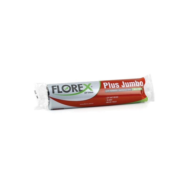 Florex Plus Endüstriyel Çöp Torbası Jumbo Boy 80 x 110 Siyah 800 Gr