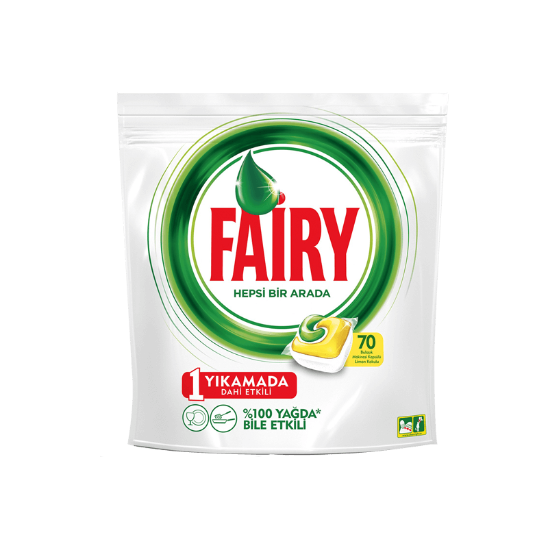 Fairy Hepsi Bir Arada 70 Yıkama Bulaşık Makinesi Deterjanı Kapsülü Limon Kokulu