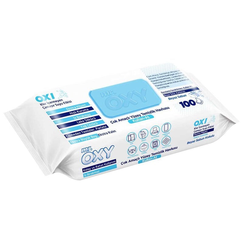 Mr. Oxy Beyaz Sabunlu Çok Amaçlı Yüzey Temizleme Havlusu 100'Lü Paket