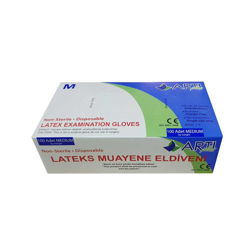 Artıplus Latex Muayene Eldiveni Pudrasız Medium 100'lü Paket