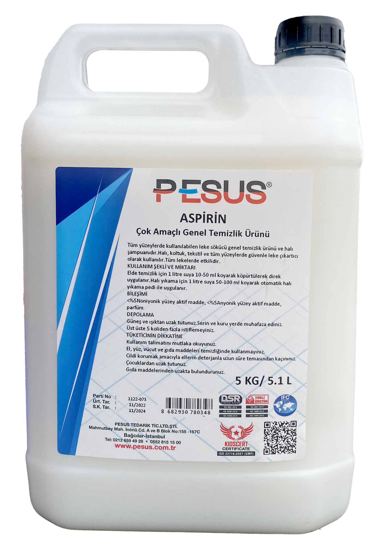 Pesus Aspirin Çok Amaçlı Genel Temizlik Maddesi 5 Kg