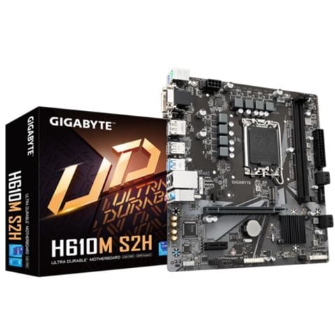 GIGABYTE H610M-S2H-DDR5 5600MHZ 1XVGA 1XHDMI 1XDP 1XDVI 1XM.2 USB 3.2 MATX 1700P (13. VE 12.NESİL İŞLEMCİ UYUMLU)