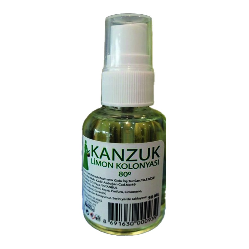 Kanzuk Sprey Limon Kolonyası 80 Derece 50 Ml