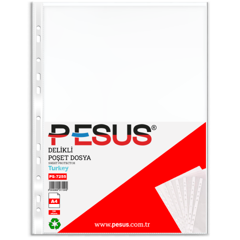 Pesus 7255 Eco Delikli Poşet Dosya A4 30 Mikron - 100 Adet