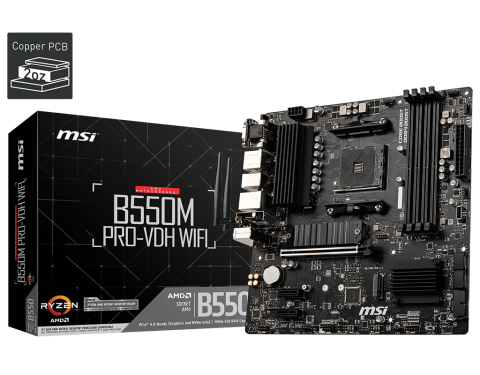 MSI B550M PRO-VDH WIFI DDR4 4400MHZ 1XVGA 1XHDMI 1XDP 2XM.2 USB 3.2 MATX AM4