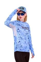 Fujin Pro Angler T-Shirt Women Blue Fish
