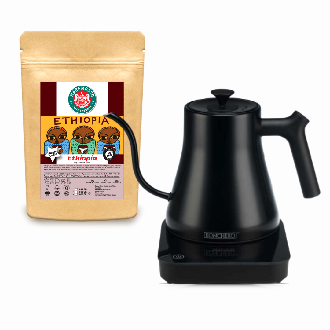 KONCHERO ISI AYARLI KETTLE + 250 GR ETHIOPIA SIDAMO KAHVE HEDİYE