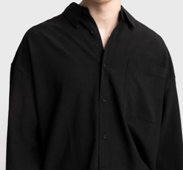 Uzun Kollu Müslin Gömlek Siyah - S