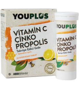 Youplus Vitamin C Çinko Propolis 20 Efervesan Tablet 8699514020158