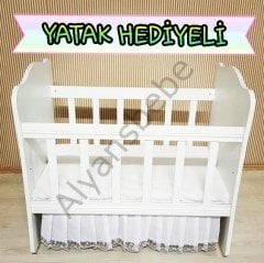 Alyans Anne Bebek MDF Beşik ( Yatak Hediye)