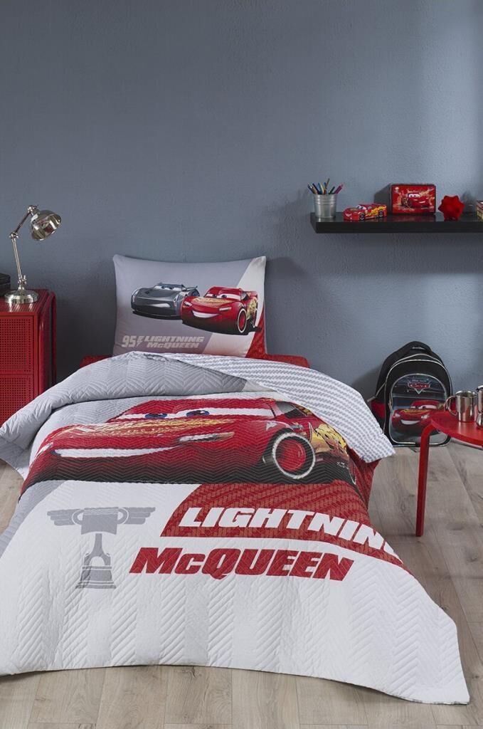 Özdilek Cars Piston Cup Tek Kişilik Disney Lisanslı Lastikli Fitted Çarşaf Kapitone Çocuk Nevresim Takımı Kırmızı