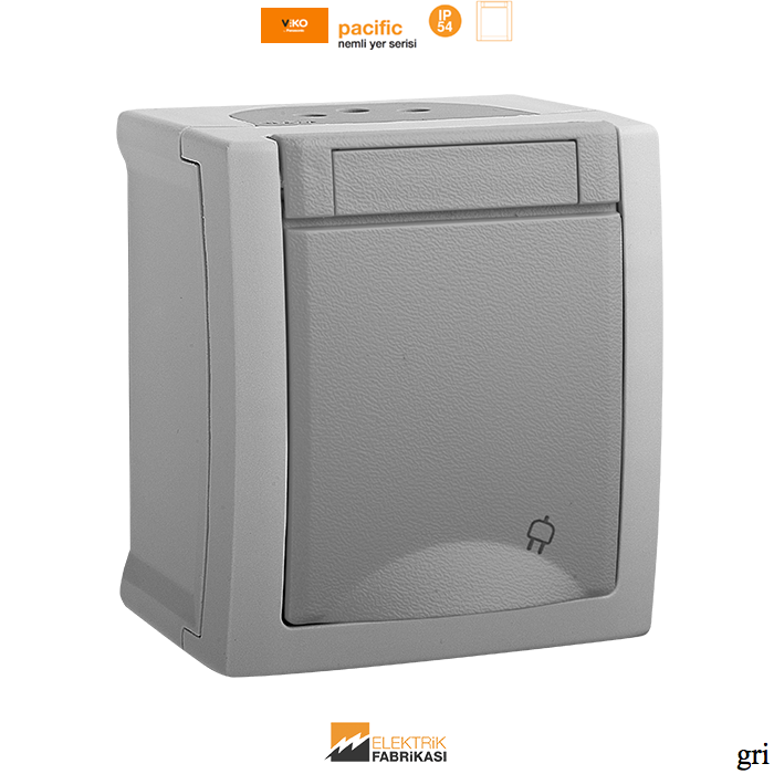 Pacific IP54 Sıva Üstü Topraklı Priz-Nemli Yer (Gri I Beyaz I Füme)_Viko by Panasonic