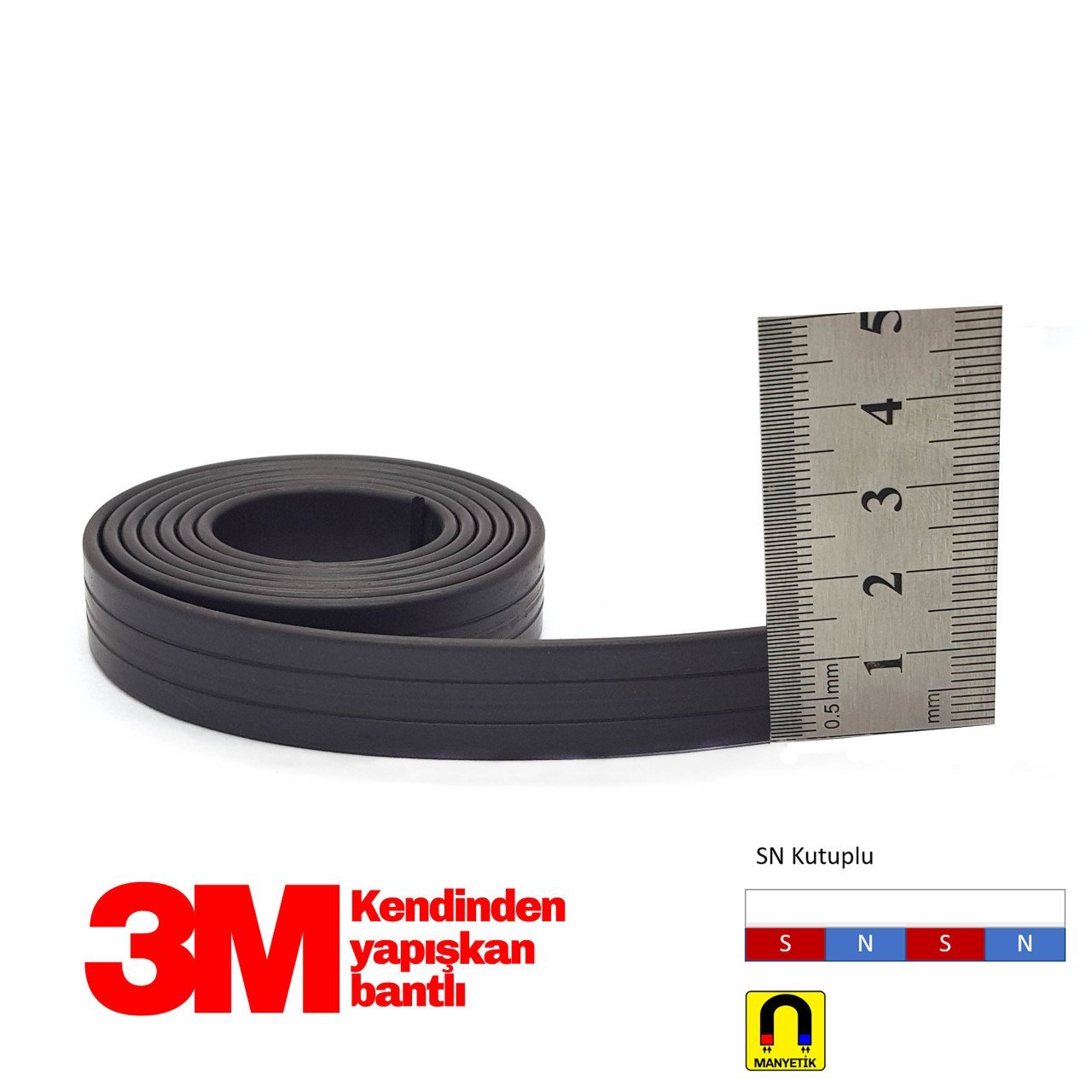 15x2,1mm 3M Kendinden Yapışkanlı Esnek Şerit Mıknatıs