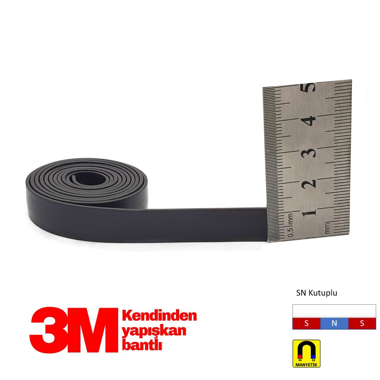 12x1,2mm 3M Kendinden Yapışkanlı Esnek Şerit Mıknatıs