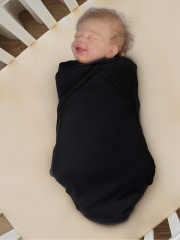 Bebek Battaniyesi Kundak Yapılabilir Pamuk Battaniye 90*90 cm Siyah