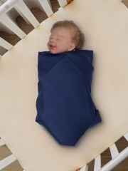 Bebek Battaniyesi Kundak Yapılabilir Pamuk Battaniye 90*90 cm Lacivert