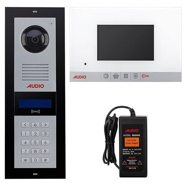 Audio 001180 4.3 inç 8 Daire Şifreli Panelli Görüntü Diafon Paketi
