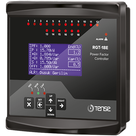 TENSE 18 Kademe 3 Faz Reaktif Güç Kontrol Rölesi, Jeneratör Kompanzasyon  RGT-18E
