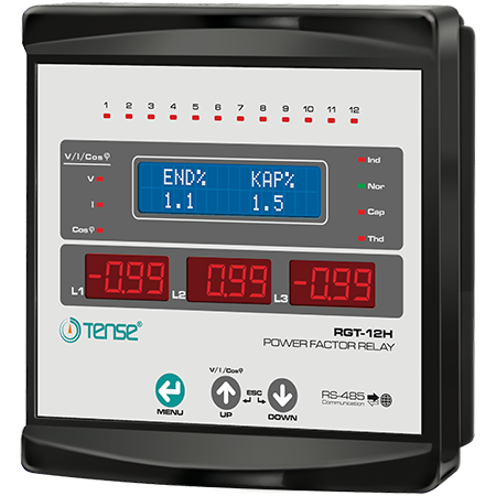 TENSE 12. Kad.3 Faz ve Haberleşmeli Reaktif Güç Kontrol Rölesi  RGT-12H