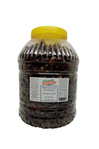 Karşı Köyden Doğal Fermente Uslu Salamura Siyah Zeytin (3500gr - Pet Kavanoz)