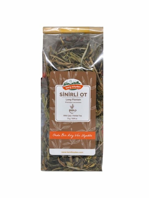 Karşı Köyden Sinirli Ot, Sinir Otu, Damarlı Ot, Bağa Yaprağı, Long Plantain, Plantago lanceolata L., 25 g