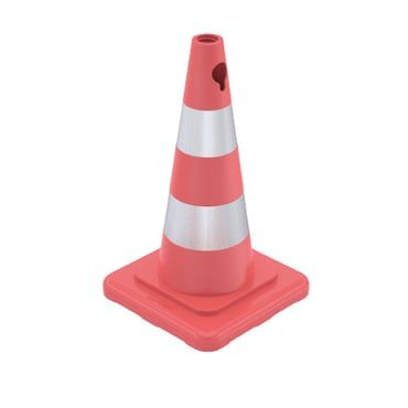 Pvc Trafik Konisi 50 Cm Çift Reflektifli Kare Tabanlı (ADL502804R2)