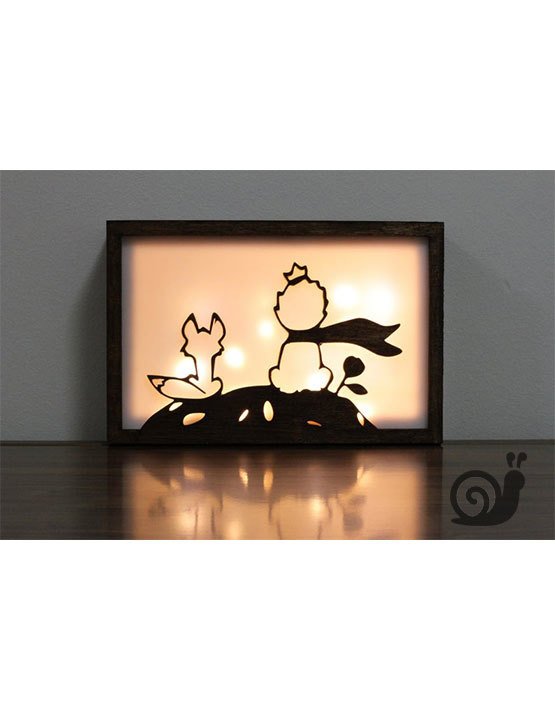 The Little Prince and Fox Night Lamp Wooden Light Box