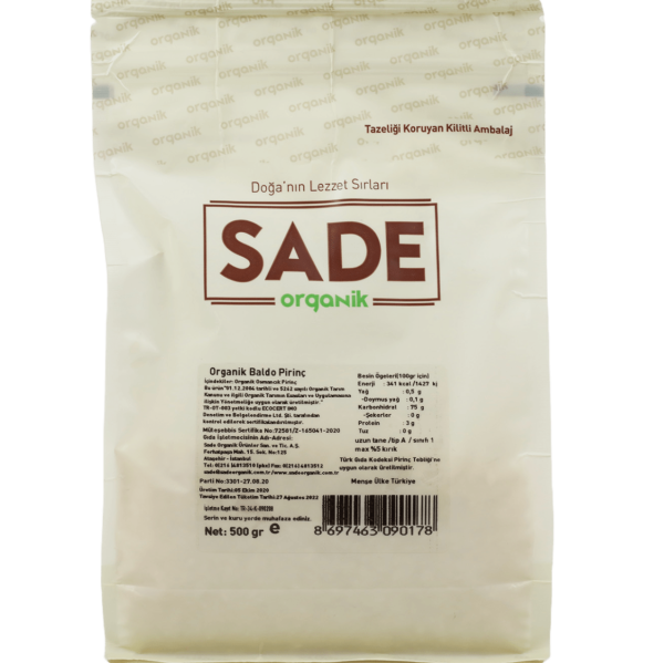 Sade Organik Pirinç 500 gr