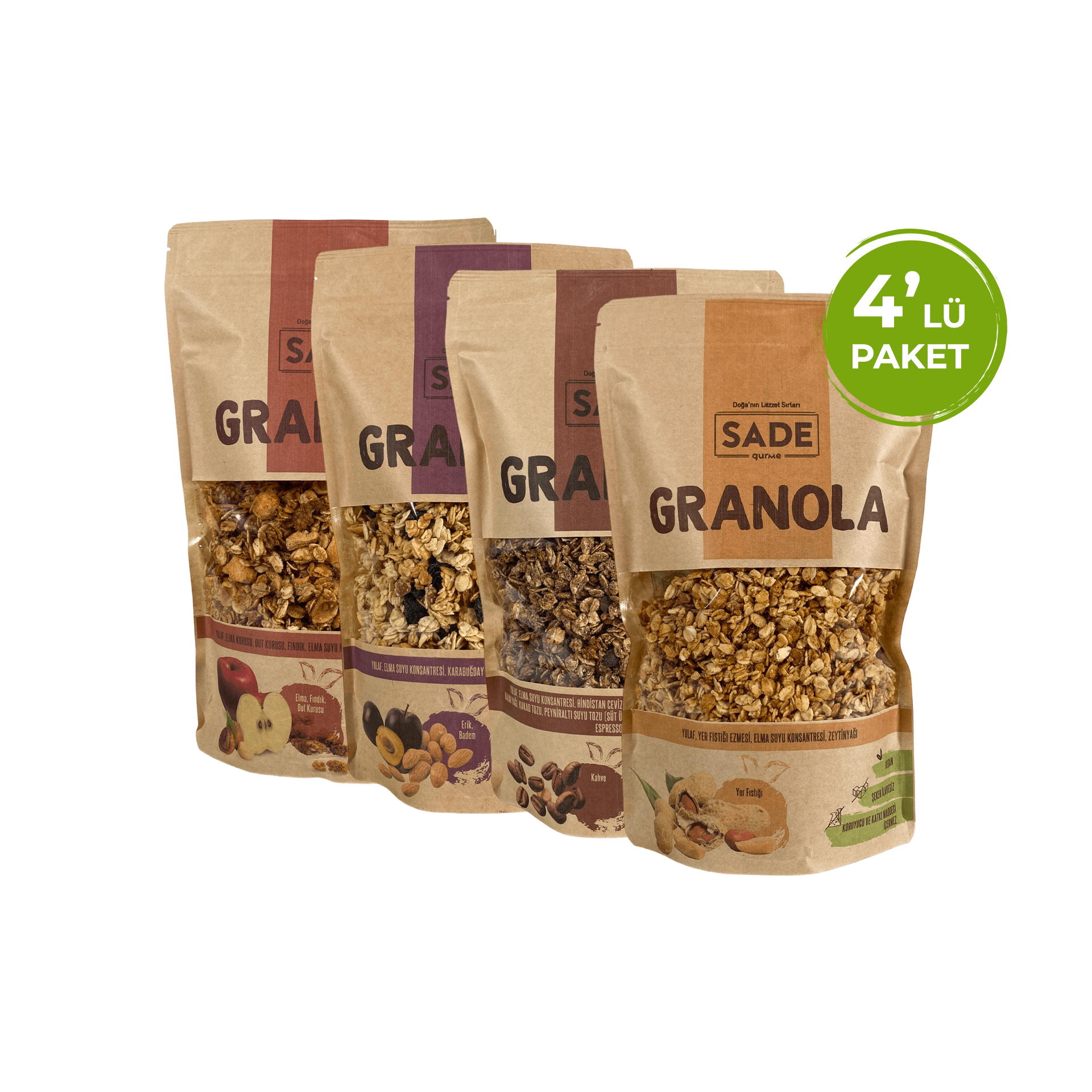 Sade Gurme 4 'lü Granola 360 GR x4