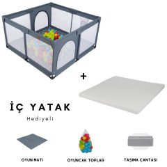 Mamma Playard Güvenli Bebek Ve Çocuk Oyun Alanı Oyun Parkı 125x125 Oyun Matı Ve Topları ( Sünger Yatak Hediyeli )