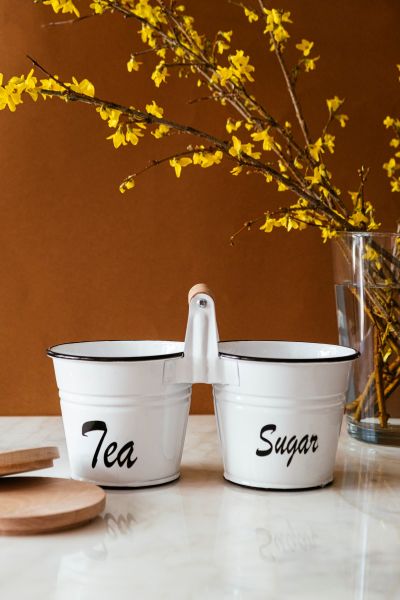 2'li Tutma Kulplu Ahşap Kapaklı Çay ve Şeker Kavanozu Seti