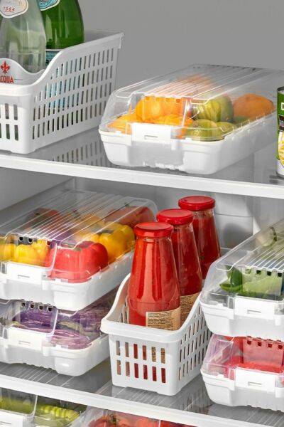 2'li Meyve & Sebze Buzdolabı Saklama Kabı Organizer