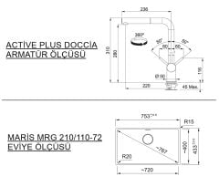 Franke Maris MRG 110-72 Tezgah Altı Granit Eviye + Active Plus Doccia Spiralli Armatür