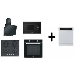 Franke Siyah Cam 60 Cm Ankastre Set + Mikrodalga + Yarı Ankastre Bulaşık Makinesi