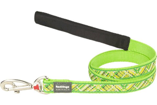 Red Dingo Flanno Desenli Köpek Uzatma Tasması Lime 25 Mm