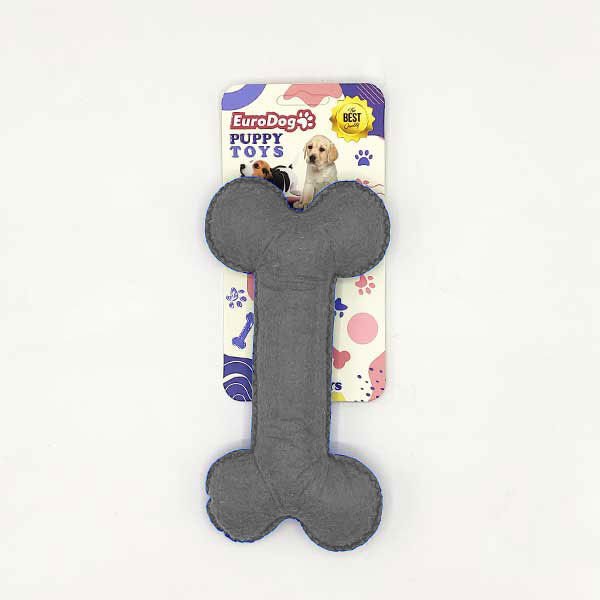 Euro Dog Puppy Toys Peluş Kemik Yavru Köpek Oyuncağı Gri