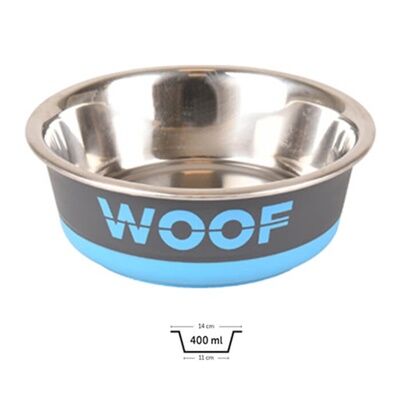 Flamingo Woof Kedi ve Köpek Mama Kabı Gri/Mavi 400 Ml