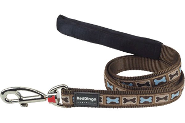 Red Dingo Length Bone Yard Desenli Köpek Uzatma Tasması Kahverengi 15 Mm