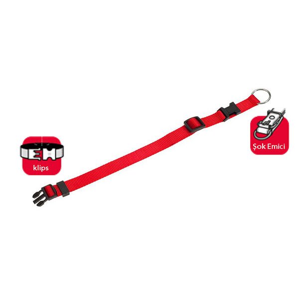 Karlie Basic Klipsli Köpek Boyun Tasması Large Kırmızı 45-65 Cm
