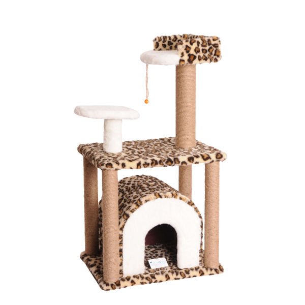 Cat Hause S01 Yuvalı Kedi Tırmalama Evi Leopar 105 Cm