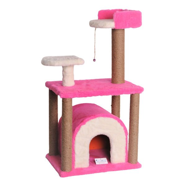 Cat Hause S01 Yuvalı Kedi Tırmalama Evi Pembe 105 Cm