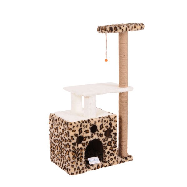 Cat Hause S02 Yuvalı Kedi Tırmalama Evi Leopar 97 Cm