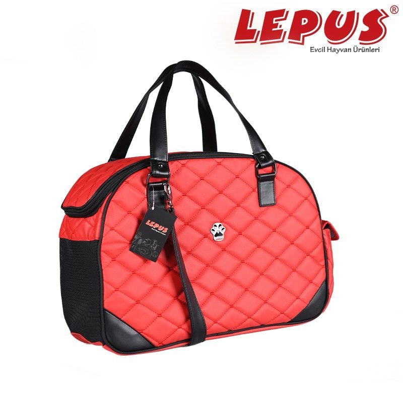 Lepus Luxury Bag Kedi Köpek Taşıma Çantası Kırmızı Small 20x40x27 Cm