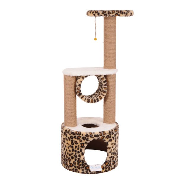 Cat Hause S05 Yuvalı Katlı Kedi Tırmalama Evi Leopar 112 Cm