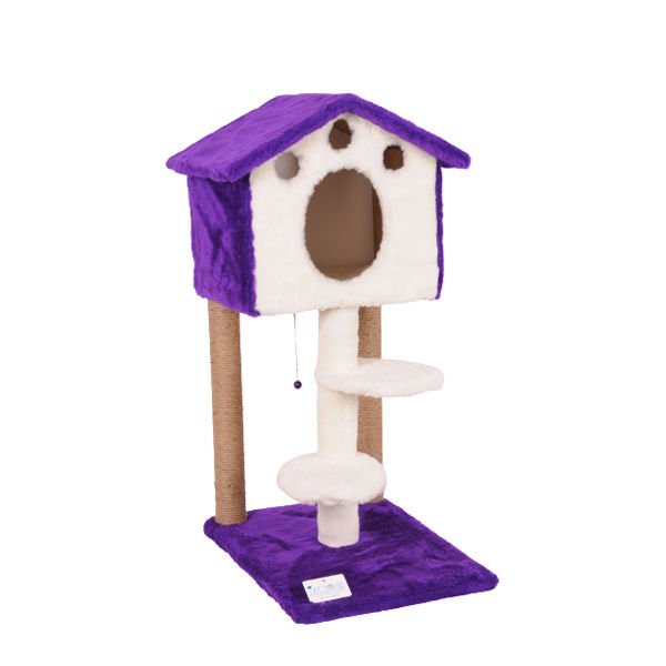 Cat Hause S06 Basamaklı Yuvalı Kedi Tırmalama Evi Mor 98 Cm