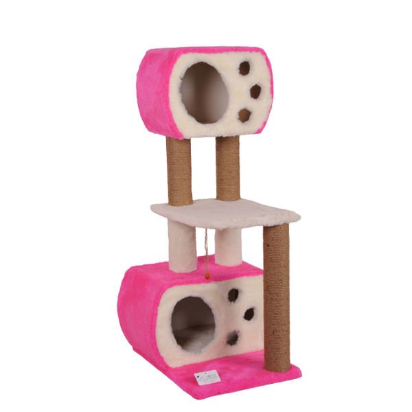 Cat Hause S08 Çift Yuvalı Basamaklı Kedi Tırmalama Evi Pembe 115 Cm