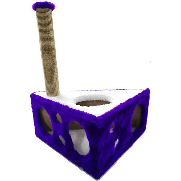 Cat Hause Y04 Peynir Şeklinde Kedi Tırmalama Evi Mor 67 Cm