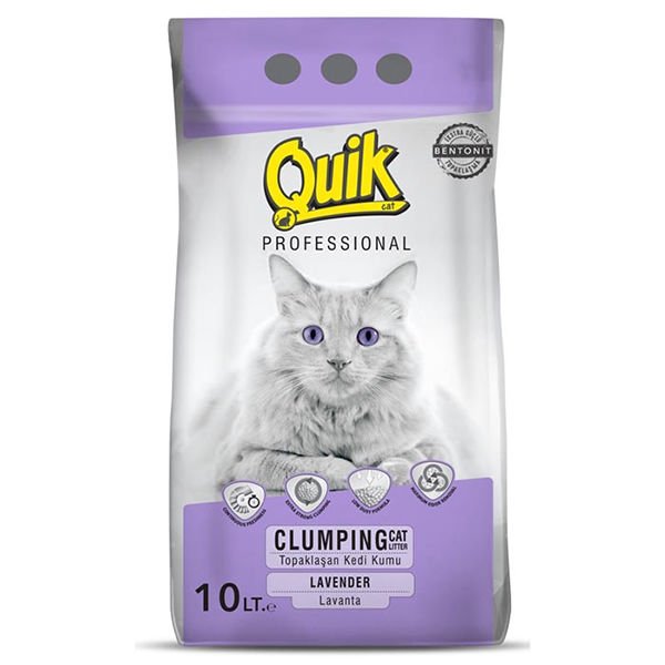 Quik Lavanta Kokulu İnce Taneli Bentonit Topaklanan Kedi Kumu 10 Lt