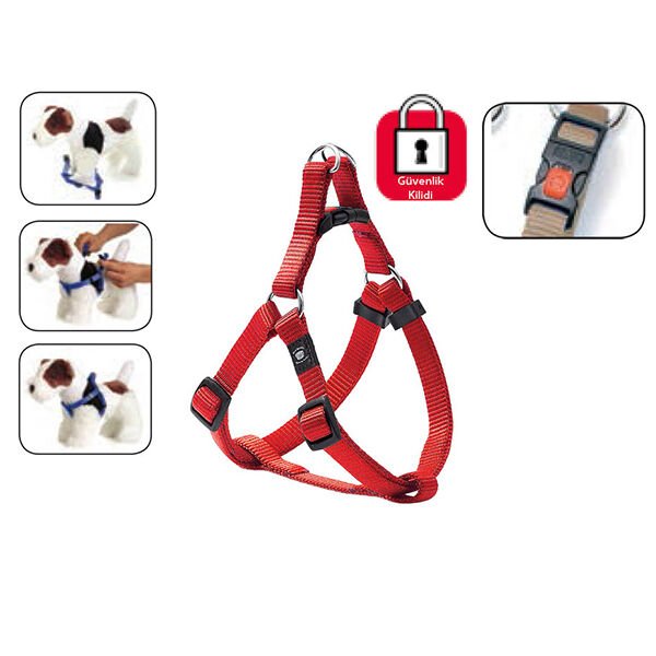 Karlie Kilitli Köpek Göğüs Tasması Small/Medium Kırmızı 35-60 Cm